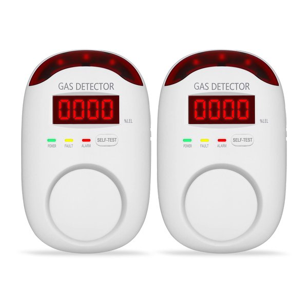 2 Packs Gas Detector & Alarm - Koabbit Plug in Natural Gas Detectors & Propane Gas Detectors for Home,RV & Kitchen, Combustible Gas Leak Detector Monitor for LNG, LPG, Methane.