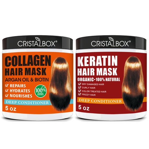 2 Pack Collagen Hair Mask & Keratin Hair Mask,Hydrating Argan Oil Hair Repair Treatment Deep Conditioner Hair Protein Treatment for Dry Damaged Hair,Natural Keratin Hair Treatment Hair Masque