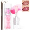 HOSAILY Boss up Hydrating Color Changing Lip Oil with Lip Liner,Big Brush Head Magic Non-Sticky Moisturizing Lightweight Pink Glitter Tinted Lip Gloss Plumping Lip Glow Oil for Dry Lips Makeup Set