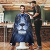 visesunny Barber Cape Black Lion Face Animal Polyester Hair Cutting Salon Cape Apron Anti-Static Haircut Shaving Cloth Beard Shaving Bib Hairdressing Cape