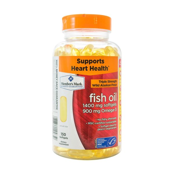 Member's Mark 1400mg Triple Strength Wild Alaskan Fresh Fish Oil (150 ct.) (Pack of 2)