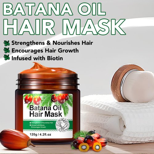 Tiuedu Batana Oil Hair Mask 4.2 Fl Oz, Deep Repair Conditioning Batana Oil,Strengthens & Nourishes Hair Oil, Biotin Deep Treatment, Hair Mask to Repair Dry, Damaged & Frizzy Hair for All Hair Types