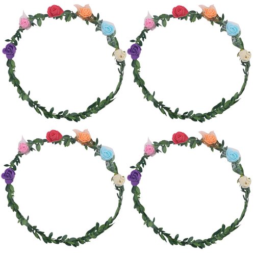 FZBNSRKO 20 Pcs Assorted Color Flower Crown Wreath Headband Bohemian Garland Headbands Rose Flower Wreath Headbands for Festival Celebration Wedding Party Vacation