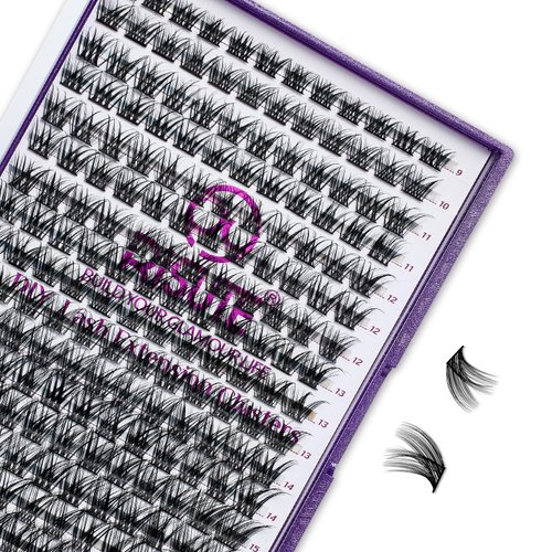 Lash Clusters DIY Eyelash Extension: Mega Volume C D Curl Individual Lashes 192PCS - Eyelash Clusters Extensions Wispy Natural Look False Lashes Cluster Fake DIY at Home 9-16mm RW03 by Risute
