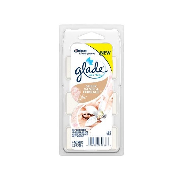 Glade Wax Melts, Sheer Vanilla Embraze, 2.3 Oz. (Pack of 6)