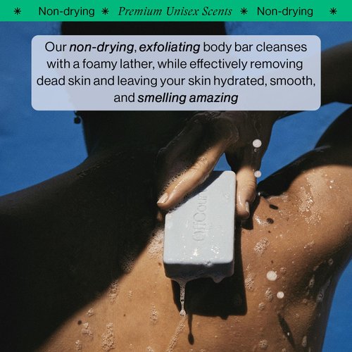 OffCourt Exfoliating Body Soap – Deep Cleansing & Exfoliating Soap for Men & Women. Non-Drying Bar - Medium Strength Scent of Coconut Water + Sandalwood. For All Skin Types (5oz, 2 Pack)