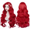 LABEAUTÉ Max Beauty Red Mermaid Wigs with Starfish Hair Clips, Curly Long Hair Daily Wig Heat Resistant Synthetic Fiber for Halloween for Cosplay for Christmas (Red 1)