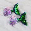 Mermaid Hairclip Mermaid Tail Hairpins Mermaid Shell Starfish Sequin Hair Accessories for Girls Women Pool Beach Party Gift (Blackish Green)