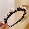 Yheakne Vintage Pearl Headband Hairbands Rhinestone Pearl Bridal Hair Hoop White Faux Pearl Hair Bands Hairpiece Crystal Pearl Wedding Hair Accessories for Women and Girls (Style A)
