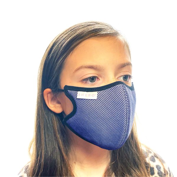Shero 6-Layer Copper-Infused Childrens Reusable Face Mask, Washable and Breathable Filtered Kids Face Mask With Nose Wire (Blue, M)