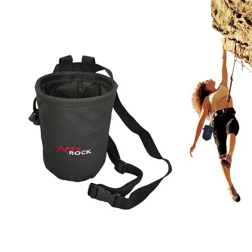 TUMECOS Chalk Bag for Rock Climbing, Reusable Climbing Chalk Bag,Storage Bag for Climbing Magnesium Carbonate Powder Balls（Black）