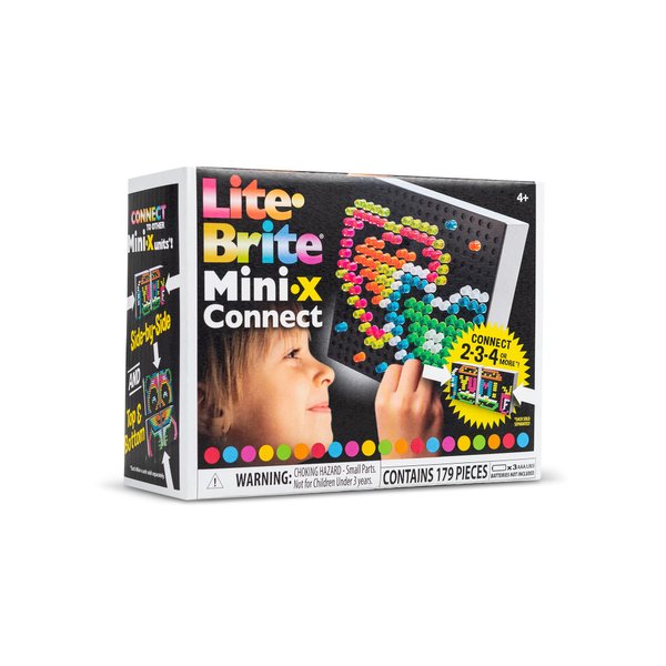 Lite Brite | Mini-X Connect | Light Up Drawing Board, Mini LED Drawing Board with Colours, Travel Toys Creative Play, Glow Art Neon Effect Drawing Board, Light Toys for Kids Ages 4+ | Basic Fun 02322