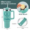 Elemtansy Personalized 40 Oz Tumbler with Handle and Straw, Custom Insulated Stainless Steel Tumbler with Name Travel Coffee Mug Birthday Gifts for Women Men
