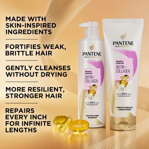 Pantene Pro-V Miracles Infinite Lengths Biotin + Collagen Sulfate-Free Shampoo 13.5 fl oz