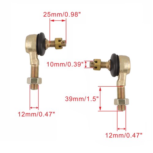 WOOSTAR 10mm x 12mm Tie Rod End Replacement for 110cc 125cc 150cc Scooter ATV Quad 4 Wheeler Go Kart Package of 2