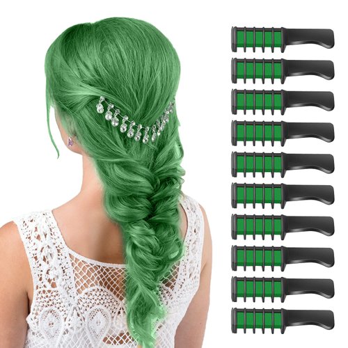 MSDADA Green Hair Chalk for Girls - New Hair Chalk Comb Temporary Washable Hair Color Dye for Kids - DIY Makeup Birthday Party Halloween Christmas Gifts Toys for Girls Kids Age 6-8-10-12 Years Old