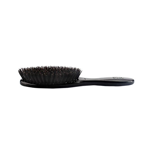 Bass Brushes | Shine & Condition Hair Brush | Pure Natural Bristle FIRM | High Polish Acrylic Handle | Full Oval | Jet Black Finish | Model 876S - JTB