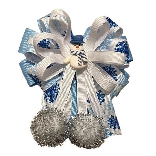 Snowman With Snowballs Boutique Hair Bow