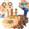 Flewyum Magic Montessori Play Toolbox Bear with Drill 203Pcs Montessori Toys for 3+ Year Old Kids Drill and Screw Set 2D/3D Creativity Tool Box Gift for Boys and Girls