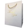 MODEENI 8x10 Pure White Thank You Gift Bags with Gold Foil Handles - 12 Bags - Medium Size 8x5x10 - Luxury Paper Shopping Boutique Bags with Matte Embossed Finish