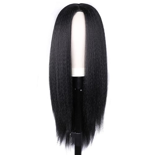 QITAQOTA Long Black Wigs Black Wigs for Women Yaki Wigs None Lace Kinky Straight Wig Synthetic Wigs Hair Replacement Wigs 26 Inch