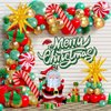 153Pcs Christmas Balloon Garland Arch Kit, Red Metallic Green Gold Balloon with Santa Claus Candy Cane Gift Box Star Explosion Foil Balloons for Xmas New Year Party Decorations Supplies