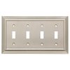 Franklin Brass Classic Architecture (1-Pack) Decorative Light Switch Cover Wall Plates Brushed Nickel 4-Gang Wall Plate Quad Switch/Toggle Plate Guards Electrical Outlet Covers W35227-SN-C