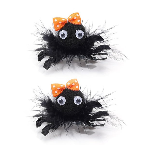 Halloween Spider Hair Clips, Girls Cute Cheer Barrettes Alligator Hairpins, Kids Costume Party Favor Supply, Gothic Outfit Decor Accessories Dead Day Gift Black 2 inch