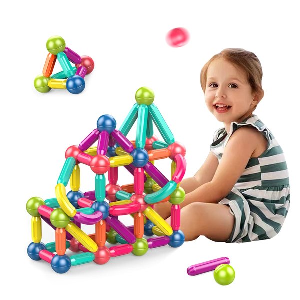 BESTYMXY Magnetic Stick, Magnetic Balls and Rods Set, Building Sticks Blocks, Magnetic Blocks, STEM Stacking Magnetic Toys Magnet Educational Toys for Kids Boys and Girls (42 PCS)