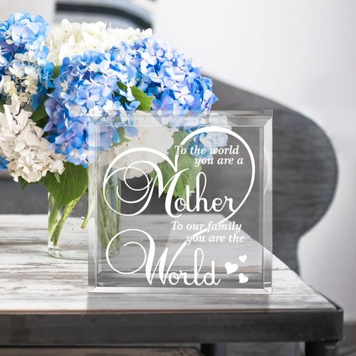 KATE POSH -to The World You are a Mother, to Our Family You are The World - Engraved Keepsake and Paperweight Special Mom Gifts - Gifts for Mother - Gifts for Mom