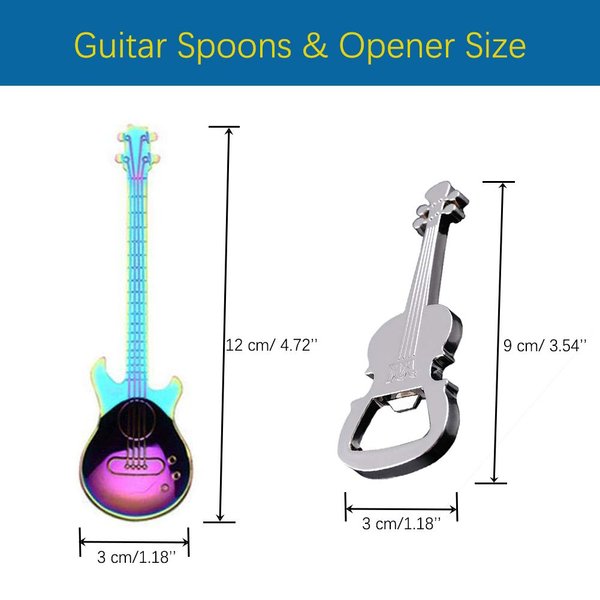 Guitar Spoons Coffee Teaspoon, ESRISE Musical Coffee Gifts for Men, Stainless Steel Cute Tea Spoons for Christmas Gifts Birthday Gifts (Multicolor)