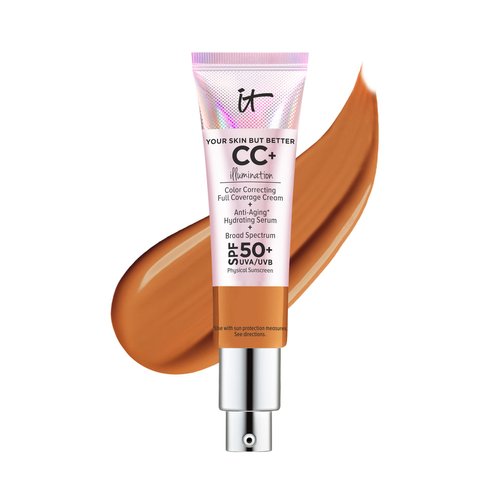 IT Cosmetics Your Skin But Better CC+ Cream Illumination, Rich (W) - Color Correcting Cream, Full-Coverage Foundation, Hydrating Serum & SPF 50+ Sunscreen - Radiant Finish - 1.08 fl oz