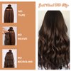 20 Inch Long Wavy Clip in Hair Extensions - 6PCS Set for Full Head - Thick Double Weft Synthetic Hairpieces - 240g (8.47oz) - Ideal for Women (Dark Brown)