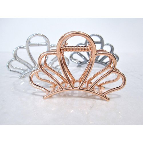 Generic Rose gold silver or dark silver tone flower crown metal hair claw clip (Primary color: Dark silver)