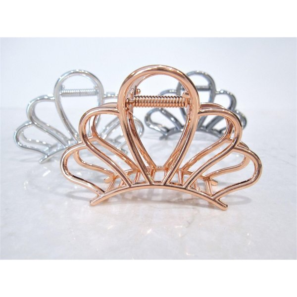 Generic Rose gold silver or dark silver tone flower crown metal hair claw clip (Primary color: Dark silver)