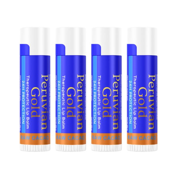 Lip Balm - Raw Cacao - Therapeutic Lip Care 24 hour protection - Organic, Fair Trade, Raw - Unprocessed Peruvian cacao #1 ingredient