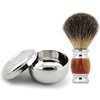 Grandslam Shaving Bowl and Brush Kit, Stainless Steel Shaving Bowl With Mirror and Lid, Wide Mouth, Shaving Kit For Men
