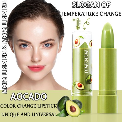 DWDiWen 4 Pcs Avocado Color Changing Lipstick for Women,PH Mood Magic Lipstick Makeup Gift Set,Waterproof Lip Moisturizer Pigmented Long Lasting Tinted Color Change Labiales Lip Gloss Balm Stain