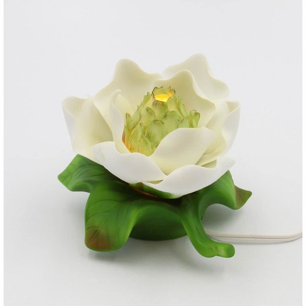 Cosmos Gifts Fine Porcelain Lighted White Magnolia Night Light Figurine, 5-3/8" L