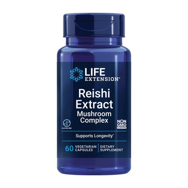 Life Extension Reishi Extract Mushroom Complex - Mushrooms Herbal Supplement for Immune Support – Ganoderma Lucidum Extract - Gluten-Free, Non-GMO, Vegetarian – 60 Capsules