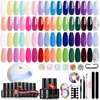 MEFA 32 Colors Gel Nail Polish Kit with U V Light, Spring Bright Pastel 54Pcs Pink Gel Polish Nail Set with Matte/Glossy Base Top Coat Essential Manicure Tools Nails Art Decorations Women Gifts