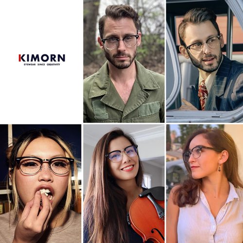 kimorn Blue Light Blocking Glasses Semi Rimless Eyewear For Women Men Blue Ray Filter Lens KS052 (Matte BlackGold+Matte Black)