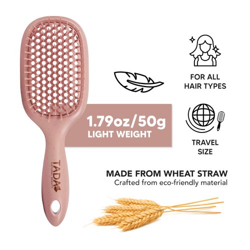 TADA Natural Beauty Hair Brush Detangler for Curly, Thick, Wavy, and Thin Hair - Ventilation Holes for Quick Drying and Styling, Detangler Brush for Women, Men, Kids (4 Colors) (Mauve)