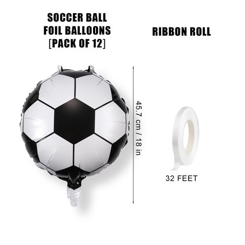 AIEX 12pcs 18inch Soccer Party Balloons, Soccer Balloon Decoration with 10m white cord Soccer Party Supplies for Football Soccer Theme Kids Birthday Party Decorations