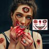 Zienlay Halloween Zombie Temporary Tattoos 74Pcs, Waterproof Horror Fake Scars Body Face Wound Stitch Prank Bloody Tattoo Stickers for Chucky Costume Vampire Masquerade Scary Party Women Men Makeup