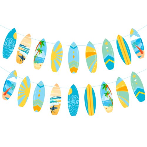 2Pcs Surfing Surfboard Banners Summer Surfing Birthday Party Decorations Beach Surf Party Banners Surfboard Theme Party Decoration for Surfing Birthday Party Beach Pool Theme Party Supplies