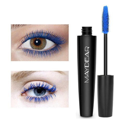 Maydear Blue Mascara for Eyelashes, Waterproof Colored Mascara Long Lasting Smudgeproof Color Mascara for Women Fast Dry Lengthening Eye Makeup Party Stage Use