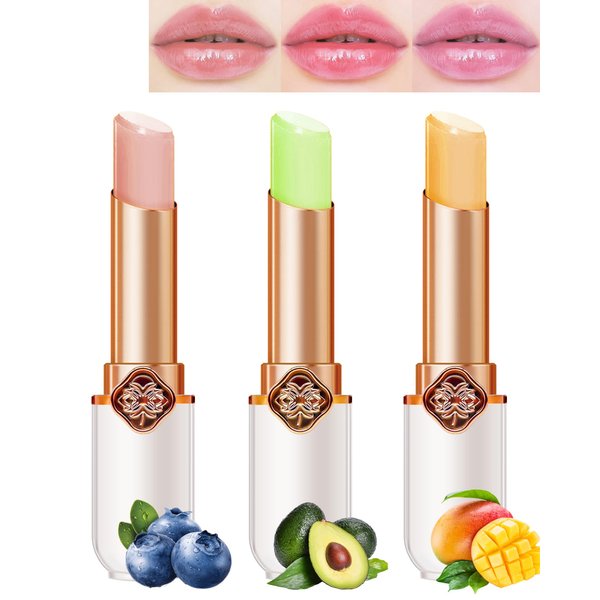 Color Changing Lipstick Queen Set-Blueberry Avocado Mango Labial Magico Lip Balm Lip Stain,Hydrating Lip Tinted Gloss,Long Lasting Waterproof PH Mood Magic Temperature Color Change Lipstick for Women