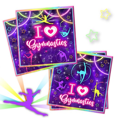 40Pcs Gymnastics Napkins-Neno Gymnastics Party Decorations Dance I Love Gymnastics Themed Disposable Napkins for Kids Gymnastics Birthday Party Supplies