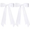 2PCS Silky Satin Hair Bows Ribbon Hair Clips, Fall Alligator Hair Pins, Ponytail Holder Accessories Sides Metal Hair Bow Barrettes Hair Accessories for Women Girls Kids (White)